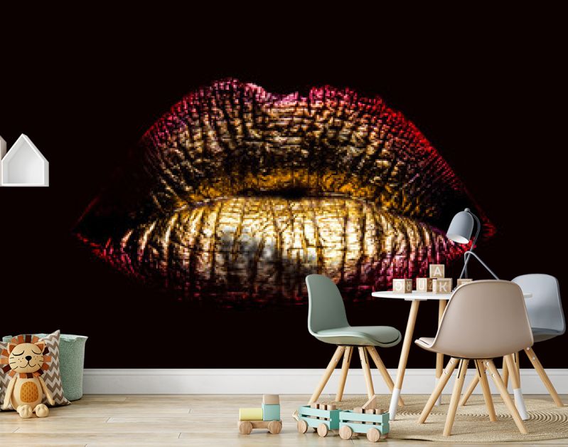 sexy gouden gemetalliseerde vrouwelijke lippen