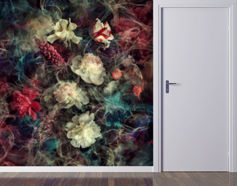 Abstracte kleurrijke bloemencollage. Digitale kunst.