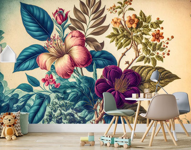 Florale Elemente Vintage Achtergrond Achtergrond Cover AI Kunst Generatieve AI Digitale ART