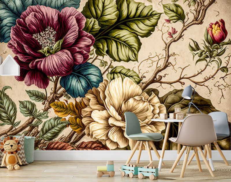 Florale Elemente Vintage Achtergrond Achtergrond Cover AI Kunst Generatieve AI Digitale ART