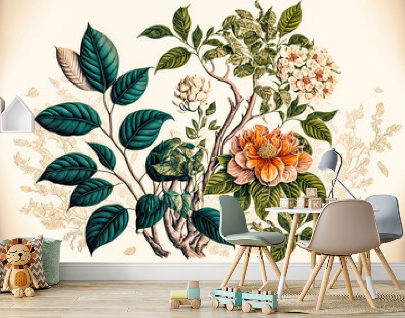 Florale Elemente Vintage Achtergrond Achtergrond Cover AI Kunst Generatieve AI Digitale ART