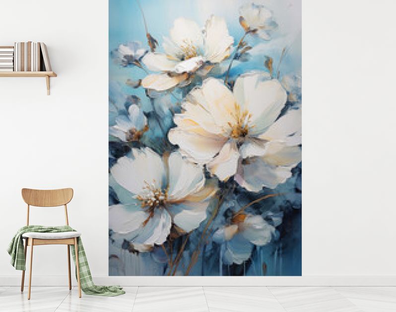 schilderij van bloemen met bladgoud