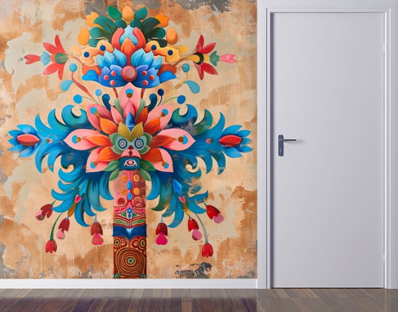 Blooming flower totem