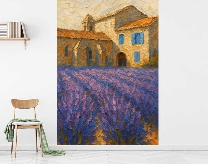 Lavendel in bloei bij oud klooster in Frankrijk