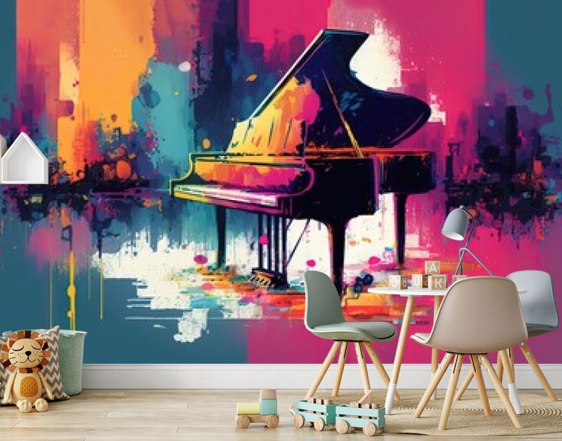 illustratie pop-art vintage stijl grunge textuur van piano en toetsenbord, generatieve Ai
