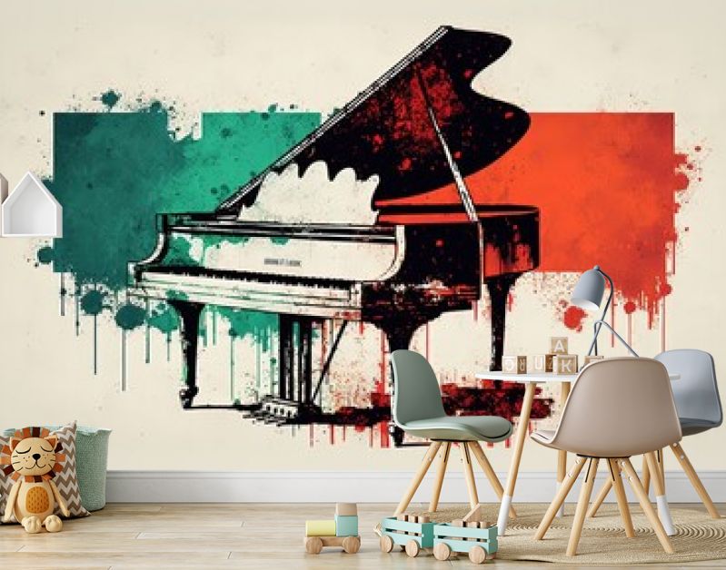 illustratie pop-art vintage stijl grunge textuur van piano en toetsenbord, generatieve Ai