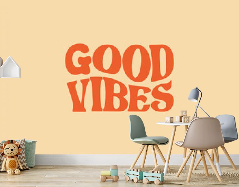 Good vibes only trendy wavy text design retro groovy  warp text typography design vector template for t shirt poster banner wall art	