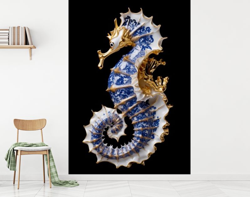 A Delft Blue Seahorse