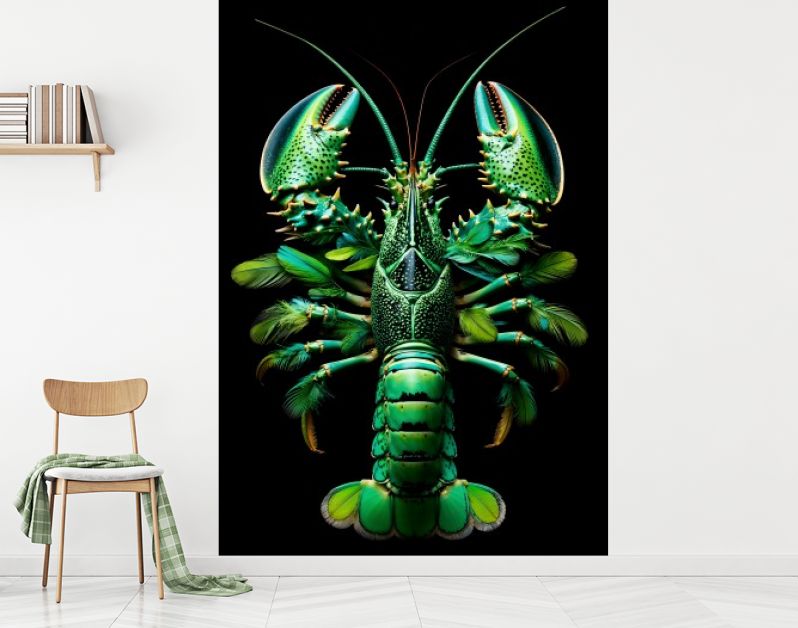 Lobster jungle green feathers