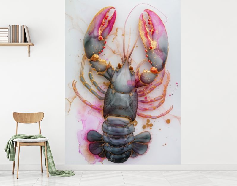 Lobster marble ink grey pink gold