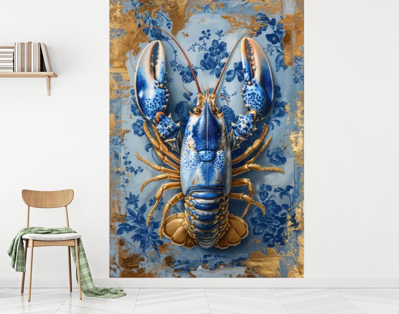 Painting Royal Delft Blue lobster