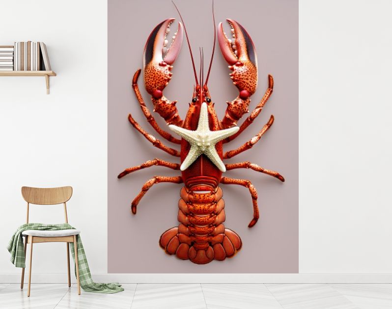 Rode kreeft met zeester