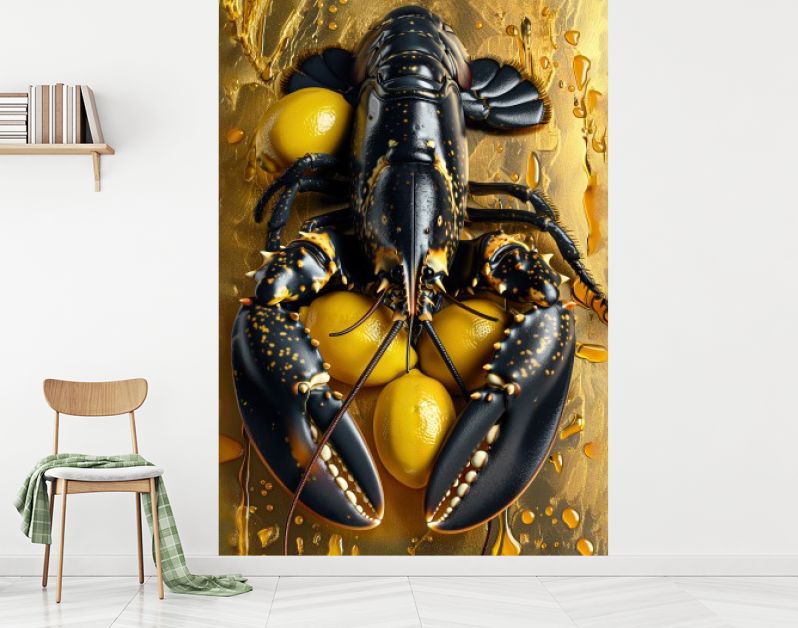 Zwarte kreeft met citroenen