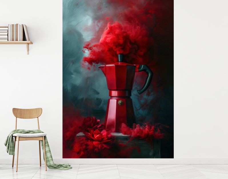 Percolator vurig rood met rook