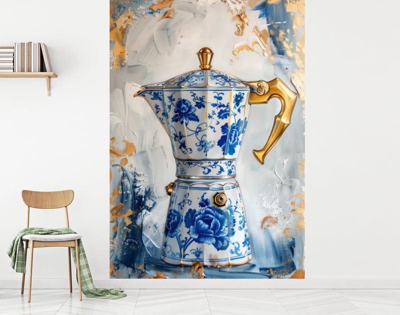 Italian percolator coffee delft blue style