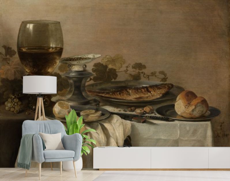 Stilleven met een vis, Pieter Claesz., 1647