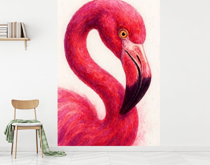 Close-up van roze flamingo met gebogen hals