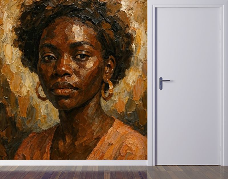 Krachtig Afrikaans vrouwenportret in warme aardetinten