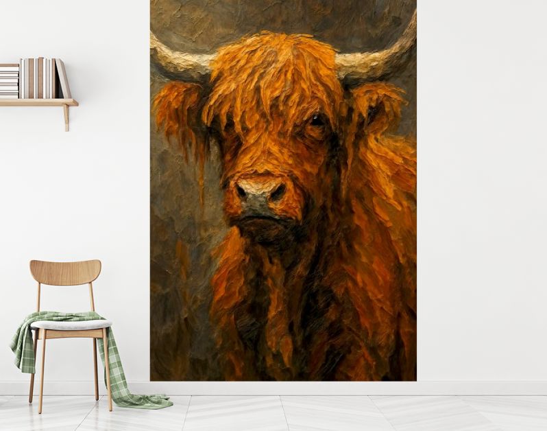 Schotse hooglander met ruige vacht en hoorns