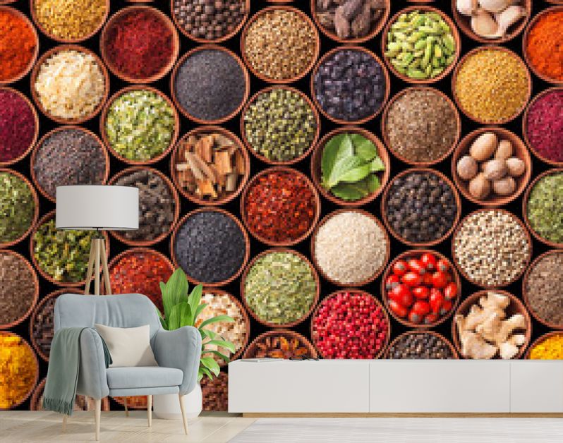 Seamless texture with spices and herbs