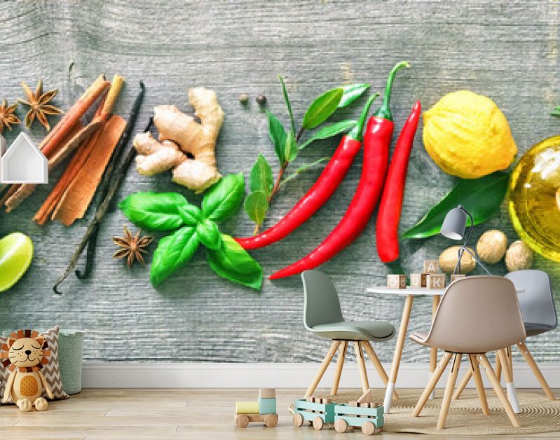 Fresh aromatic herbs and spices for cooking