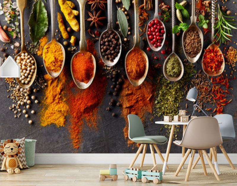 Spices on black background