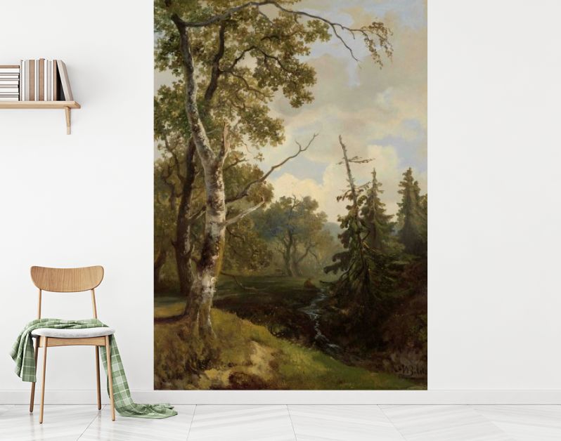 Bosgezicht bij Wolfheze., Johannes Warnardus Bilders, 1860 - 1890