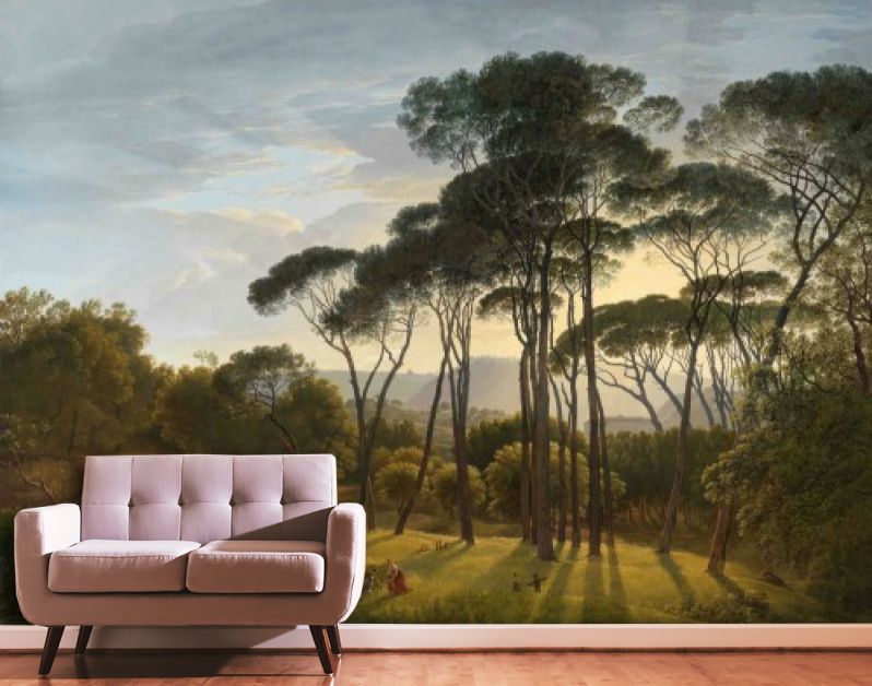 Italiaans landschap met parasoldennen, Hendrik Voogd, 1807