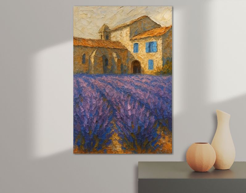 Lavendel in bloei bij oud klooster in Frankrijk