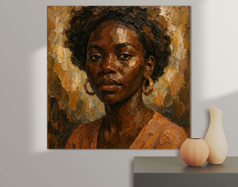 Krachtig Afrikaans vrouwenportret in warme aardetinten
