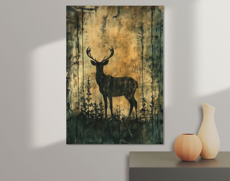 Smaragdgroene Weide- Hert in Gouden Glans