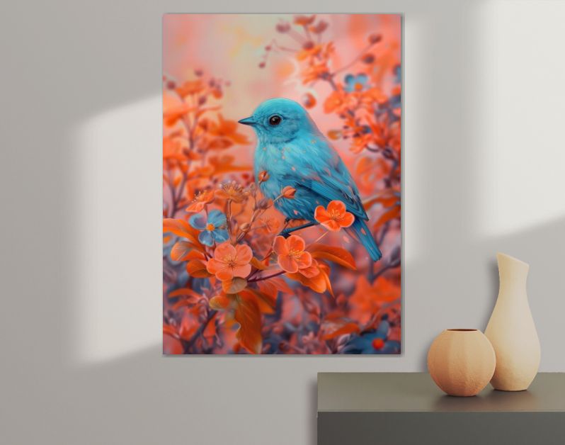 Blue bird & orange cherryblossom