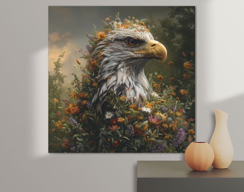 Arend met wilde bloemen