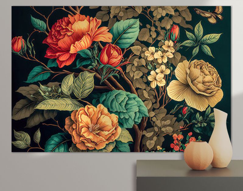 Florale Elemente Vintage Achtergrond Achtergrond Cover AI Kunst Generatieve AI Digitale ART