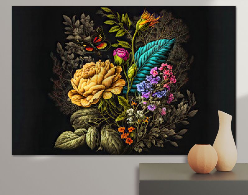 Florale Elemente Vintage Achtergrond Achtergrond Cover AI Kunst Generatieve AI Digitale ART