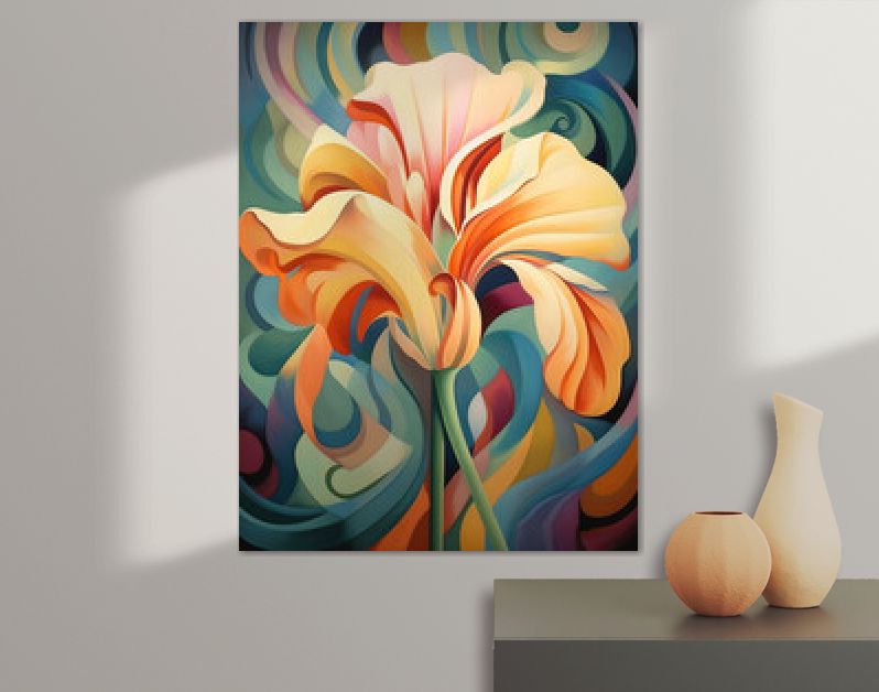 Prachtige bloem kunst illustratie achtergrond. Generatieve AI.