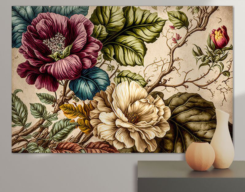 Florale Elemente Vintage Achtergrond Achtergrond Cover AI Kunst Generatieve AI Digitale ART