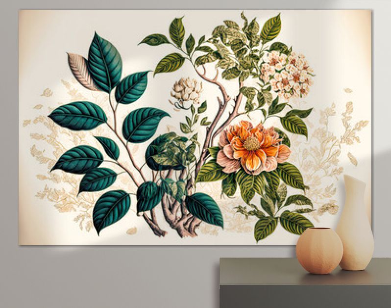 Florale Elemente Vintage Achtergrond Achtergrond Cover AI Kunst Generatieve AI Digitale ART