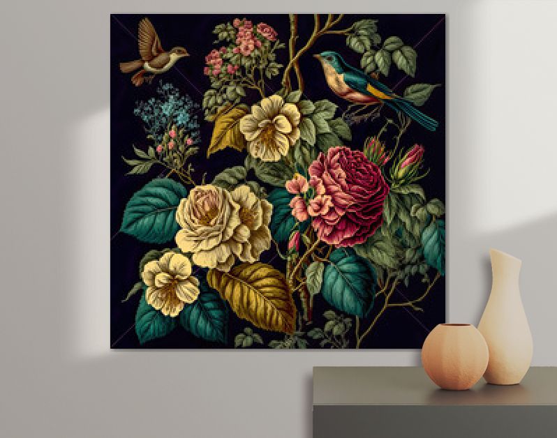 Florale Elemente Vintage Achtergrond Achtergrond Cover AI Kunst Generatieve AI Digitale ART