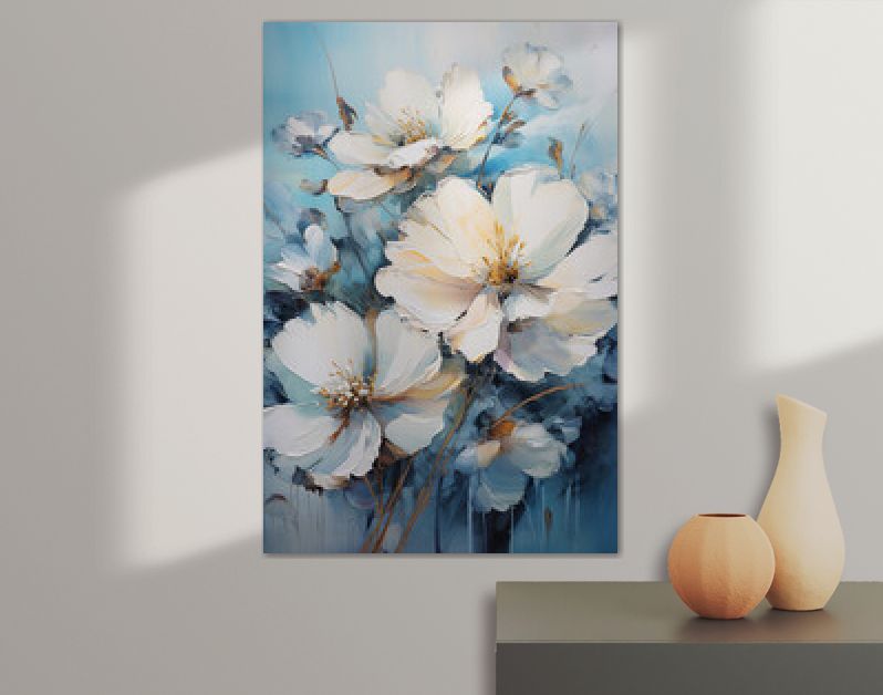 schilderij van bloemen met bladgoud