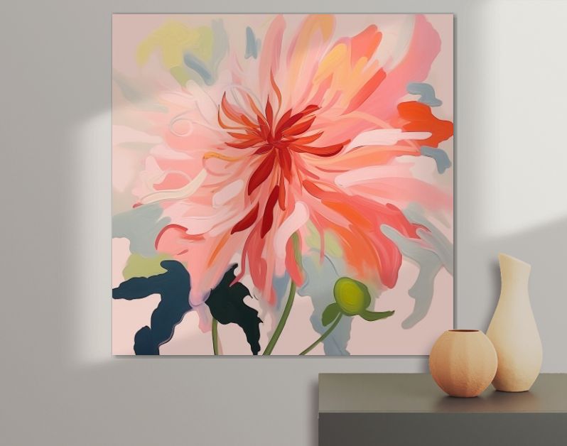 Abstract painted dahlia flower limited color
