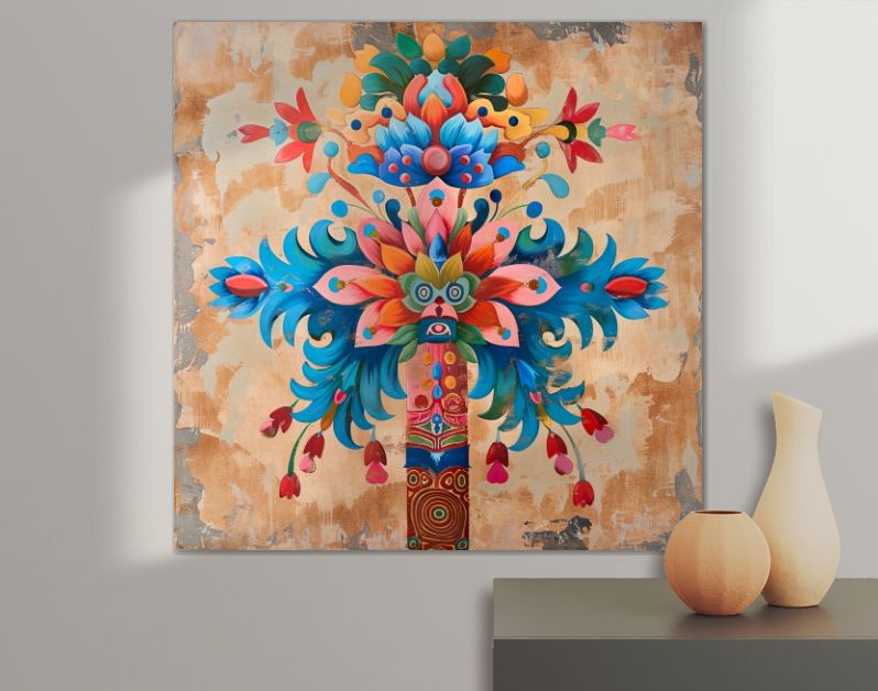 Blooming flower totem