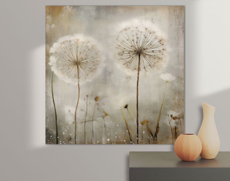 White dandelion blowing in the breeze