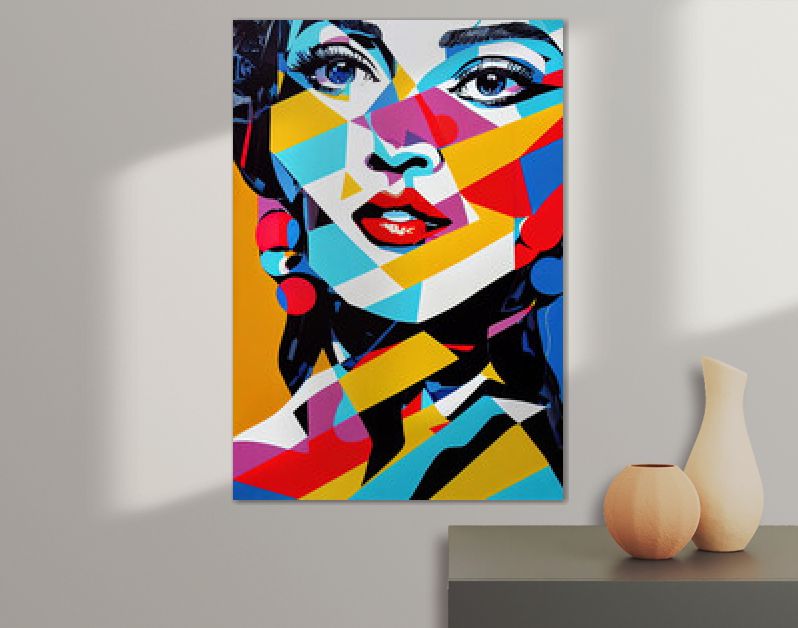 Het abstracte kleurrijke gezicht kunst schilderen. Surrealistisch collagekunstontwerp.