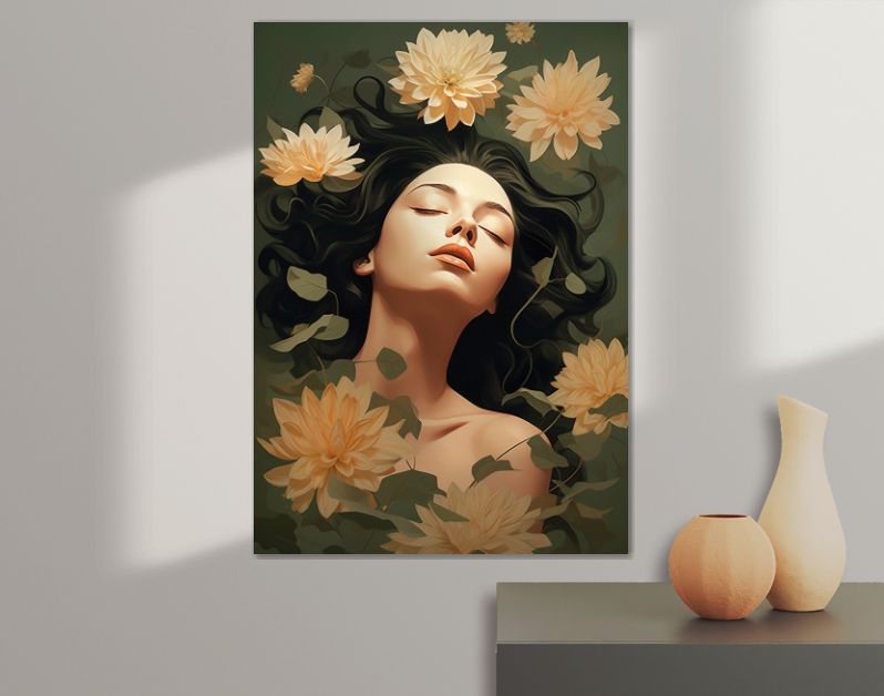 Girl with dahlias