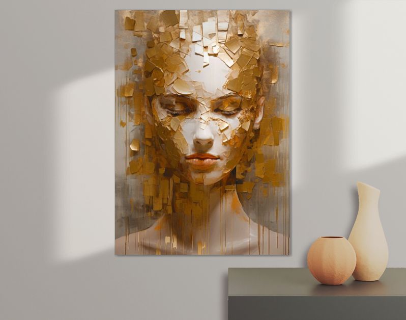 Gouden Lagen van Schoonheid Het Gezicht in Fragmenten