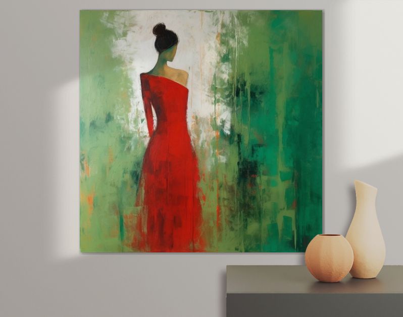 Woman in a red dress