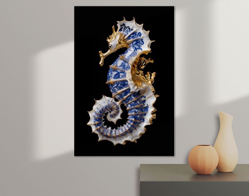 A Delft Blue Seahorse