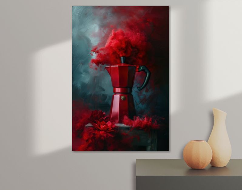 Percolator vurig rood met rook