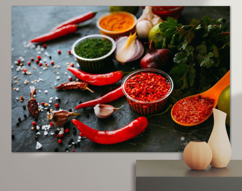 Spices on the black table